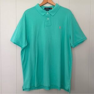 Polo Ralph Lauren Teal Green Pink Pony Preppy Classic Fit Polo Shirt Size XL
